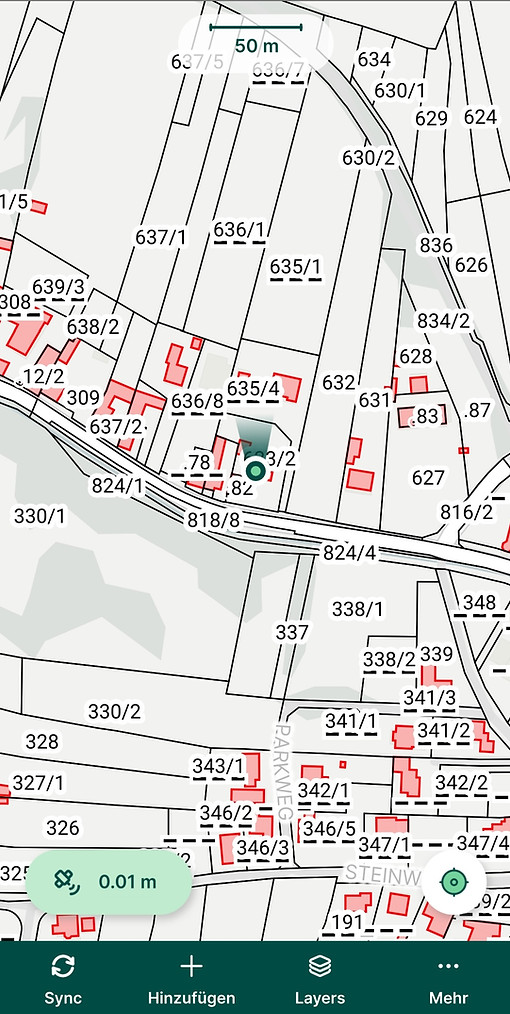 Mergin Maps App-Ansicht